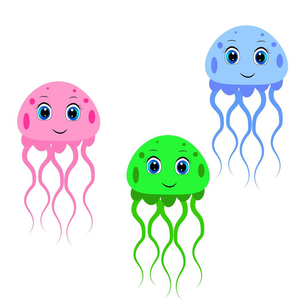 cute cartoon jellyfish illustration nursery decor - Foto, afbeelding