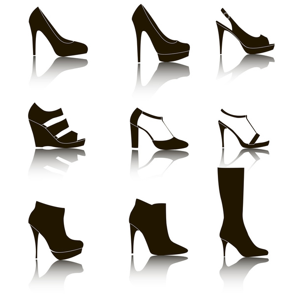 schoenen silhouet collectie voor uw ontwerp - illustratie - Vector, afbeelding