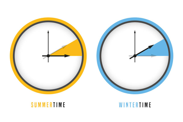 夏と冬の時計の日時計の節約 - ベクター画像