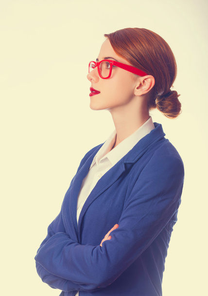 Businesswomen in red glasses - 写真・画像
