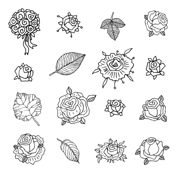 Rose set on a white background - Vector, Image