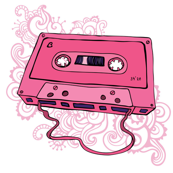 Audio cassette. Retro cassette tape - Vektör, Görsel