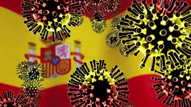 Covid-19スペインコロナウイルス感染が流行や脅威を引き起こす。2019年スペイン語｜conv発生とcovid19感染- 3Dアニメーション - 映像、動画