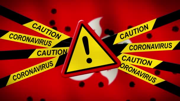 Brote epidémico de células Coronavirus Hong Kong 2019-ncov. 2019-ncov cuarentena HK para detener el riesgo de contagio covid19 - animación 3d
 - Metraje, vídeo