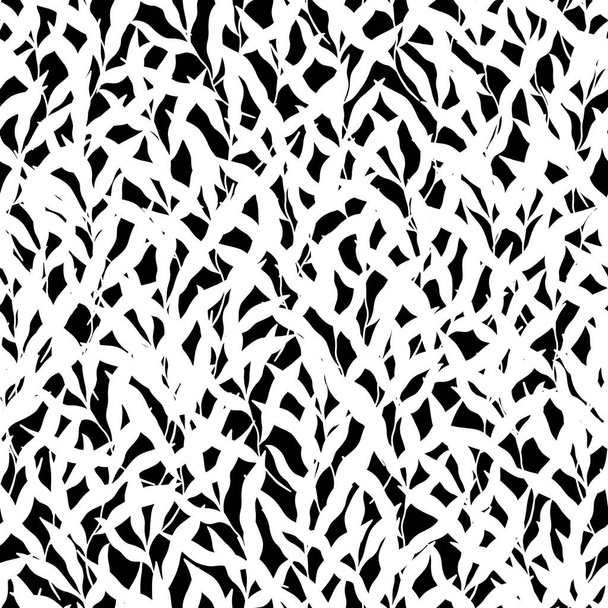  hand-drawn abstract black and white seamless pattern with leaves - Fotó, kép