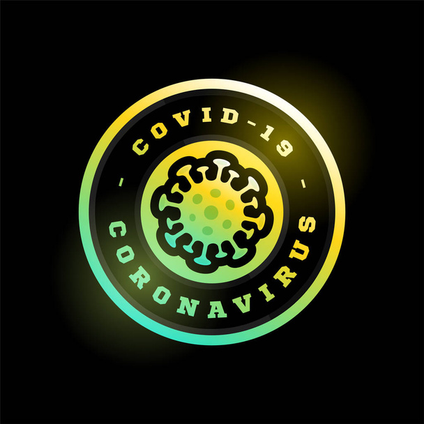 Coronavirus covid-19 vektorin logo. Moderni ammatillinen ympyrä urheilu 2019-nCoV puhkeaminen retro tyyli vektori tunnus ja malli logotyyppi suunnittelu. Koronaviruksen aiheuttama vaara ja kansanterveydellinen riski
 - Vektori, kuva