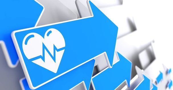 Icona del cuore con linea cardiogramma sulla freccia blu
. - Foto, immagini