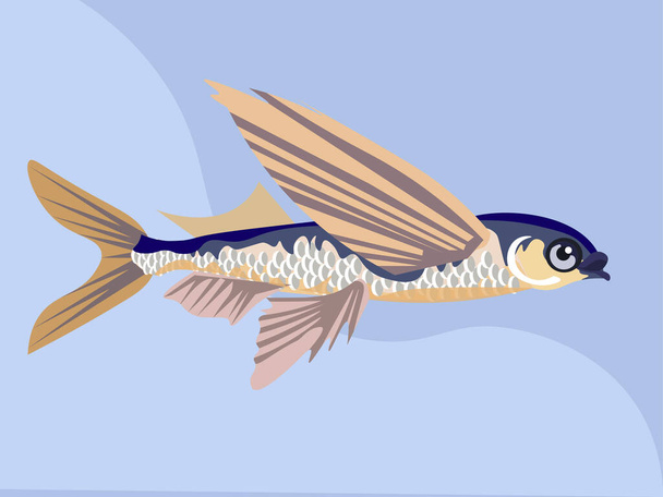 Ιπτάμενα ψάρια απομονωμένα. Σε μινιμαλιστικό στυλ. Σκελετός καρτούν. - Φωτογραφία, εικόνα