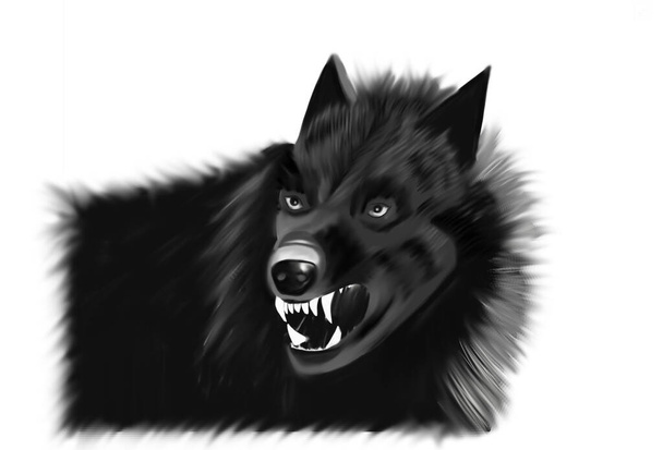 Black wolf head showing fangs  - Fotó, kép