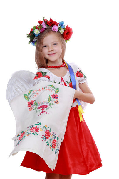 Girl in Ukrainian national costume - 写真・画像
