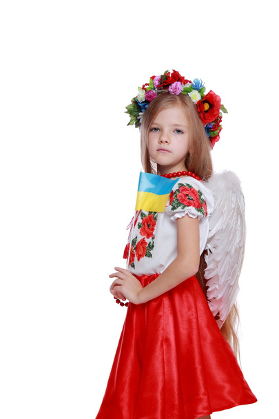 Angel girl in a national Ukrainian suit - Photo, Image