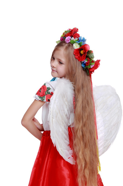 Little angel in a beautiful Ukrainian costume - Foto, Imagem