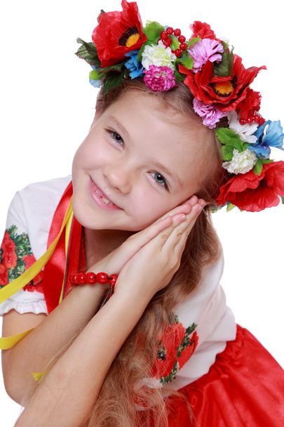 Girl in Ukrainian national costume - Фото, изображение