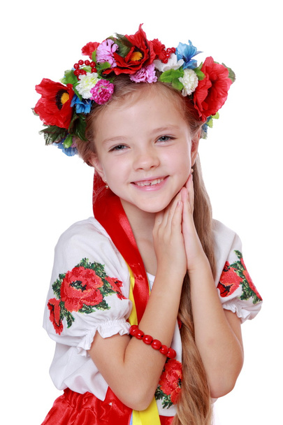 Little girl in a national Ukrainian suit - Photo, Image