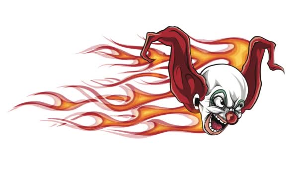 Cartoon Scary Clown with flames - Footage, Video