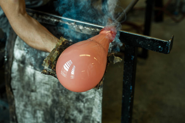 Process of making a blown glass lantern - Photo, Image