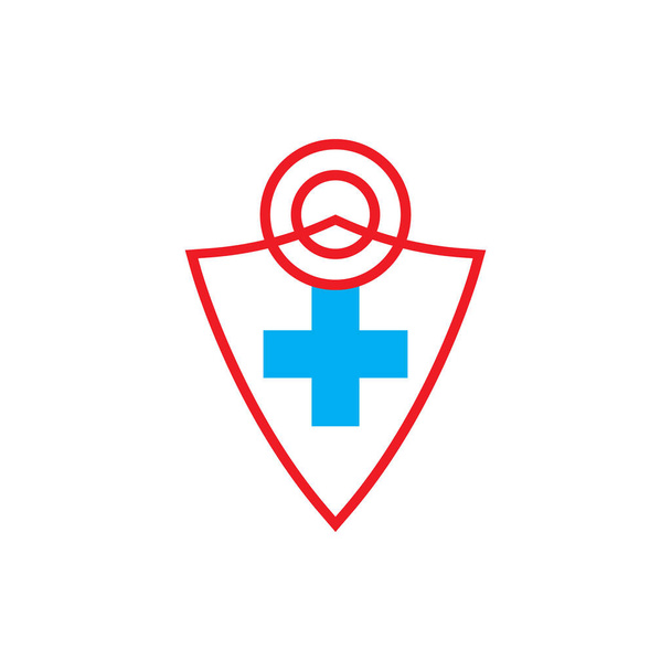 プラスと信号オンライン医療サービスのロゴデザインベクトルとシールド - ベクター画像