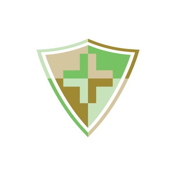 Shield with Plus Medical protection logo design vector - Διάνυσμα, εικόνα