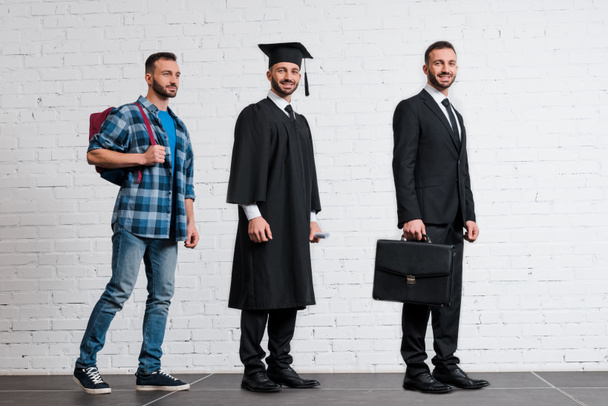 collage of student with backpack and businessman, evolution concept  - Fotografie, Obrázek