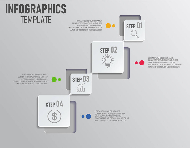 Musta ja valkoinen Infographics liiketoiminnan esittely askel ja 4 vaihtoehtoja, infografiikka elementtejä malli. Vektoriesimerkki
. - Vektori, kuva