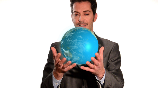 Businessman's got the whole world in his hands - Imágenes, Vídeo