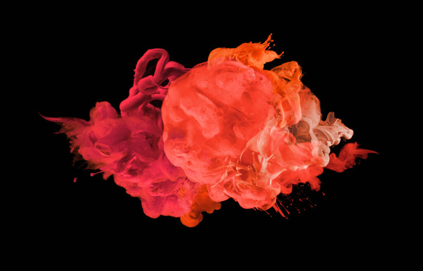 Acrylic red colors in water. Ink blot. Abstract background.  - 写真・画像