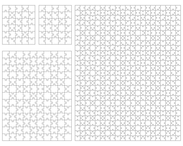 Illustration von vier weißen Puzzles, getrennte Teile - Vektor, Bild