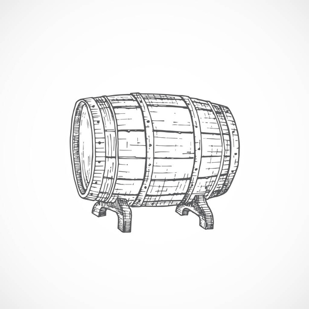 Beer Cask or Barrel Abstract Sketch. Hand Drawn Vector Illustration. - Vector, Image