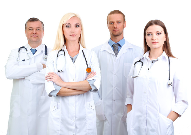 Trabajadores médicos aislados en blanco
 - Foto, imagen