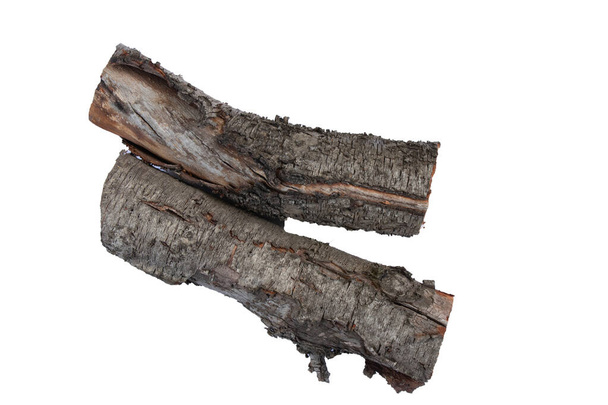 cut down old cherry log on a white background - Photo, Image
