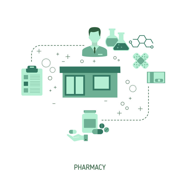 Pharmacy Store Concept. Vector illustration for website, app, banner, etc. - Вектор, зображення