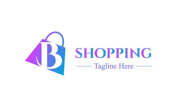 Alışveriş çantasındaki soyut B harfi. Soyut alışveriş logosu. Çevrimiçi dükkan logosu - Vektör, Görsel