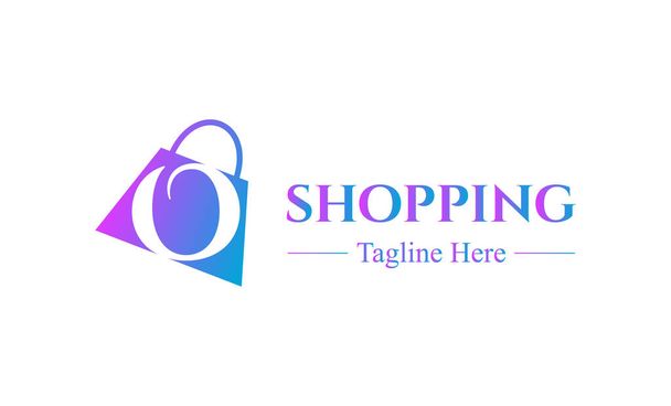 Lettera O astratta con sulla shopping bag. Logo astratto dello shopping. Logo negozio online
 - Vettoriali, immagini