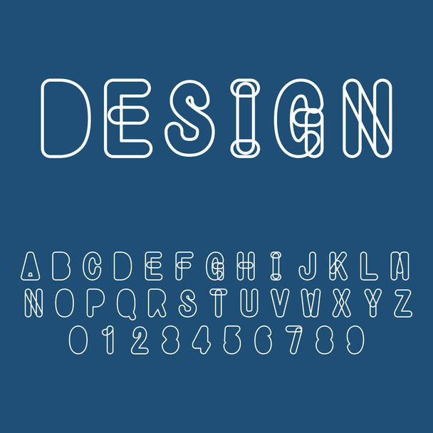Moderní abstraktní abeceda s latinskými písmeny a číslicemi. Minimální design. Vektorová ilustrace. - Vektor, obrázek