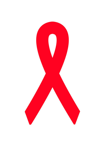 AIDS ve HIV enfeksiyonunun kırmızı kurdele sembolü. Dünya AIDS Günü - Fotoğraf, Görsel