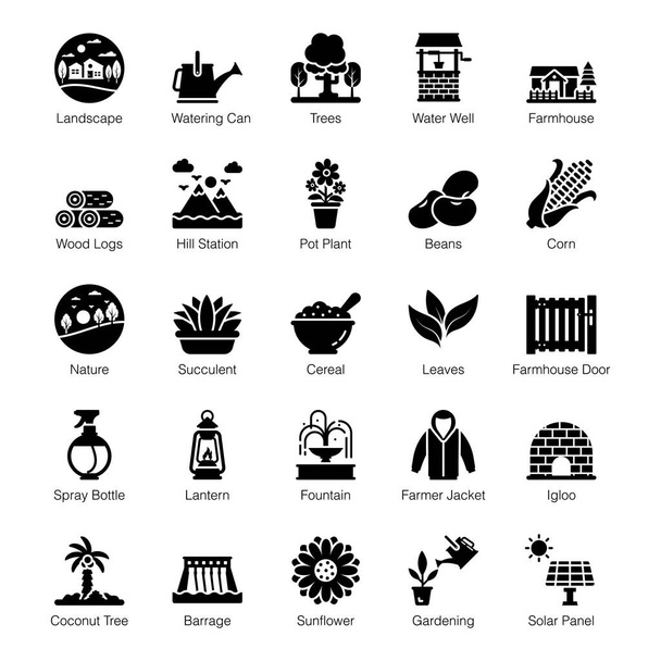Pack Of Ecology Glyph Icons  - Vector, Image