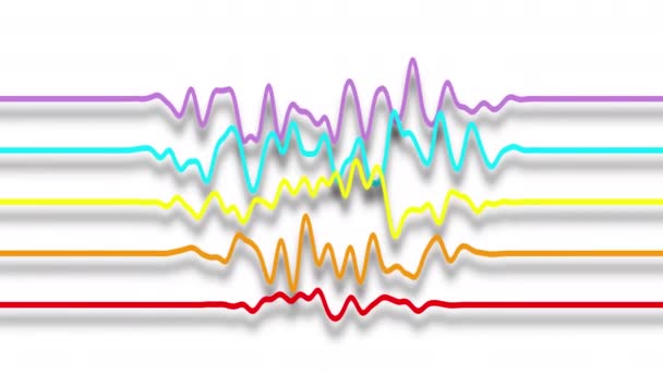 Infographie couleur. 5 graphiques de différentes couleurs. Changement de paramètres. Interférence et vagues. Une vidéo en boucle. 4K
 - Séquence, vidéo