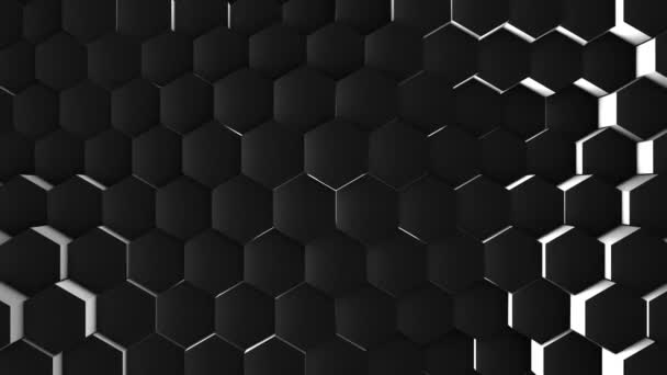 画面全体の体積波の表面にある黒い六角形の多くは、ゆっくりとした動きに密接に隣接しているrhombsの動きのようなものです  - 映像、動画