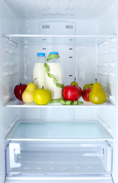 Conceptual photo of diet: healthy food in refrigerator - Fotoğraf, Görsel