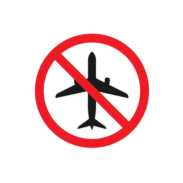 no flights sign.Prohibition sign.Icon in flat style.Vector illustration isolated on white background.10 eps. - Vektor, obrázek