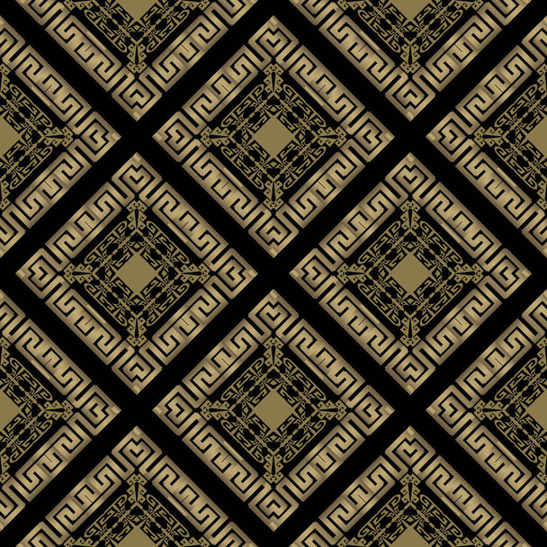 Greek vector seamless pattern. Ornamental geometric ethnic tribal style background. Colorful abstract ornate backdrop. Geometric modern greek key meanders luxury ornament. Rhombus, frames, shapes - Vetor, Imagem