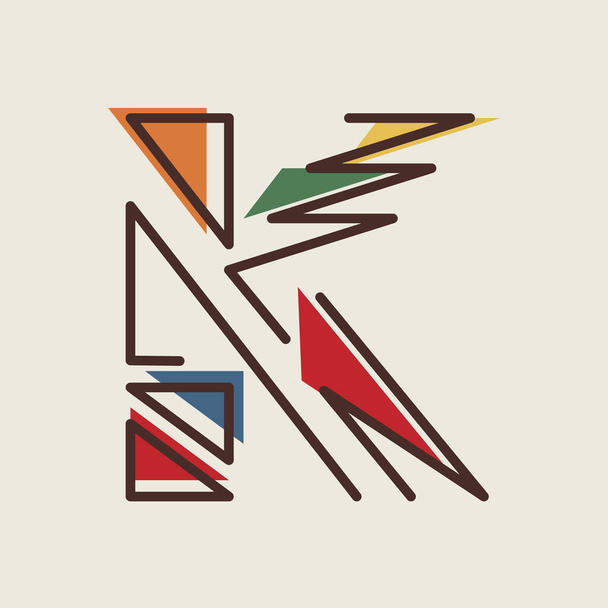 The letter K of the alphabet in modern geometric style. Abstraction. Design element template. Vector illustration. - Vector, Image
