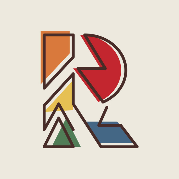 The letter R of the alphabet in modern geometric style. Abstraction. Design element template. Vector illustration. - Vector, Image