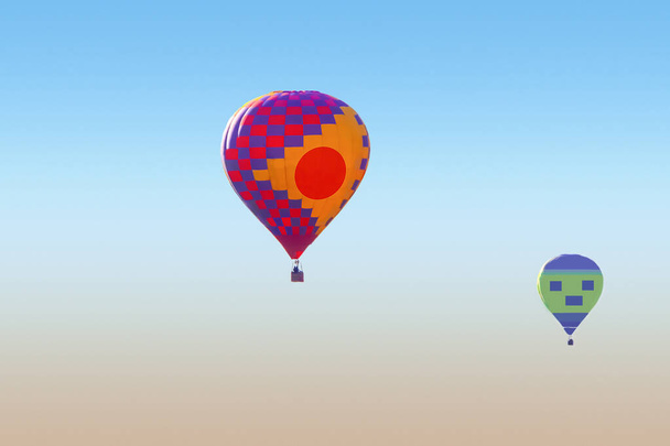 Aerostatic Balloons flying in Seville in the aerostatic balloon race of 2020 - Photo, Image