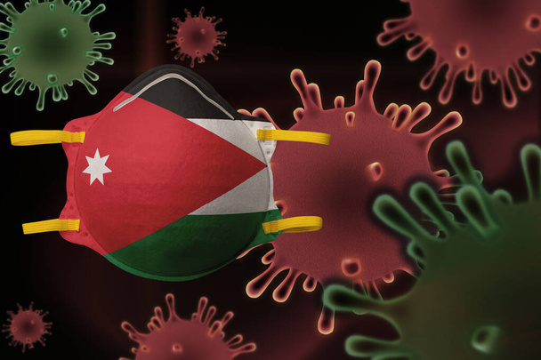 .Koronavírus. A vírus elleni küzdelem koncepciója. Antibakteriális arc maszk a kép a nemzeti zászló az államok. - Fotó, kép