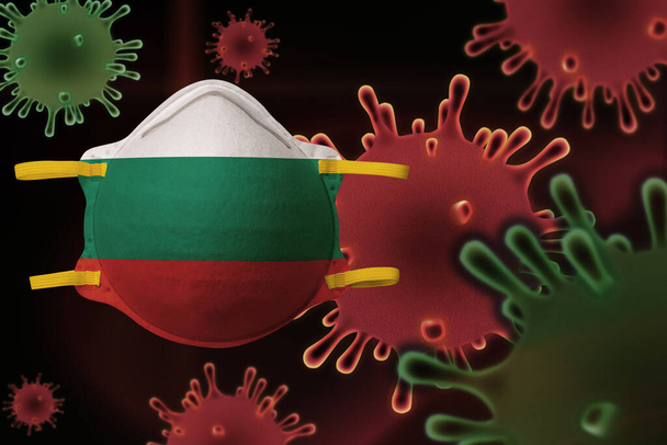 .Koronavírus. A vírus elleni küzdelem koncepciója. Antibakteriális arc maszk a kép a nemzeti zászló az államok. - Fotó, kép