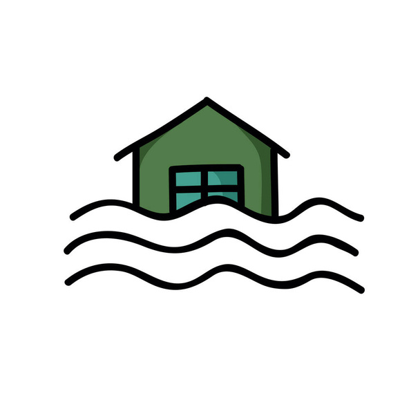 flood doodle icon, vector color illustration - Vector, Image