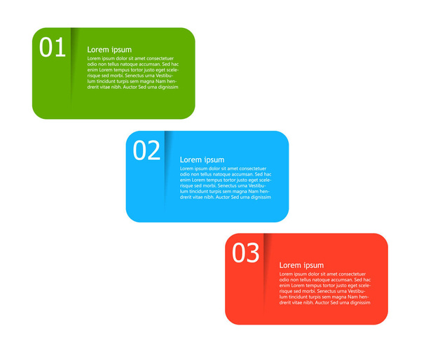 Definir 3 banners de cores com números e espaço para texto ou conteúdo
 - Vetor, Imagem