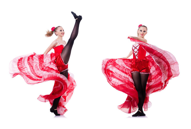 Menina em dança vestido vermelho dança
 - Foto, Imagem