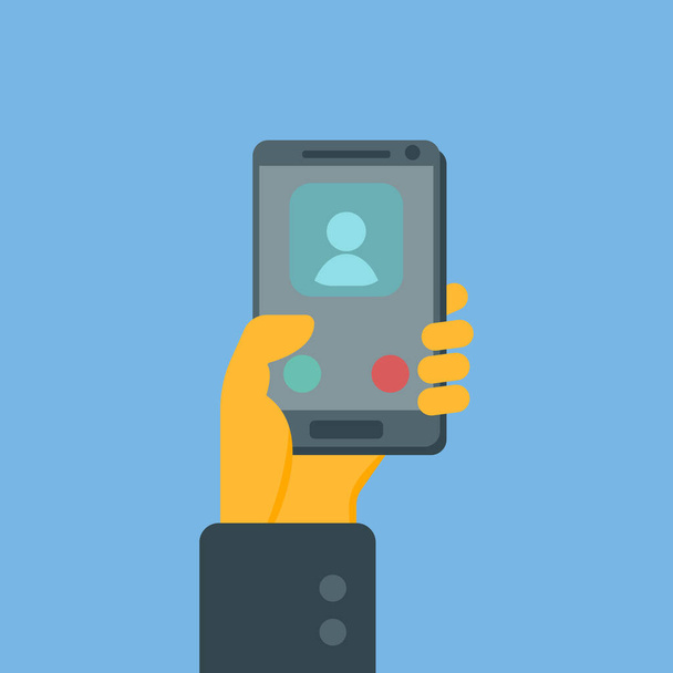 Smartphone in hand. Incoming call. Vector image. - Vector, Image
